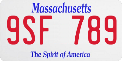 MA license plate 9SF789