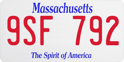 MA license plate 9SF792