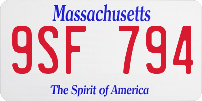 MA license plate 9SF794