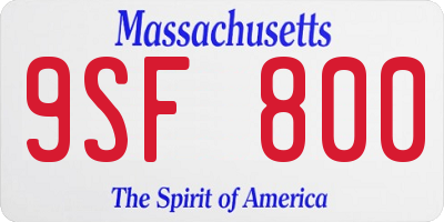 MA license plate 9SF800