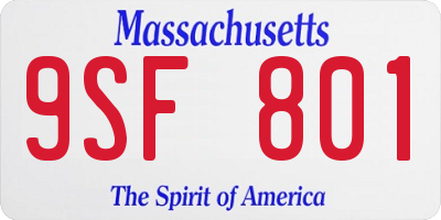 MA license plate 9SF801