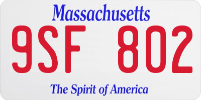 MA license plate 9SF802