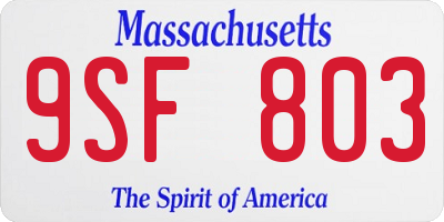 MA license plate 9SF803