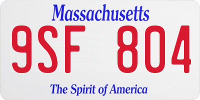 MA license plate 9SF804