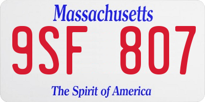 MA license plate 9SF807
