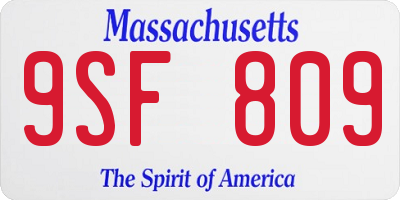 MA license plate 9SF809