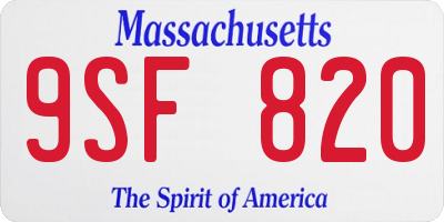 MA license plate 9SF820