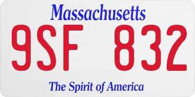 MA license plate 9SF832