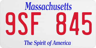 MA license plate 9SF845