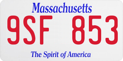 MA license plate 9SF853