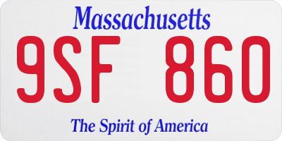 MA license plate 9SF860
