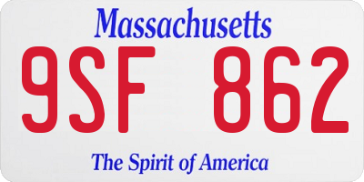MA license plate 9SF862