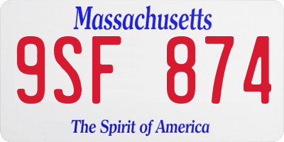 MA license plate 9SF874