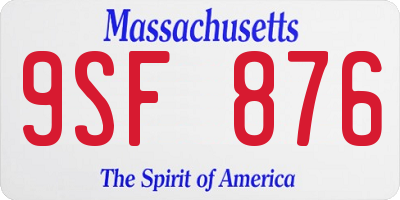 MA license plate 9SF876