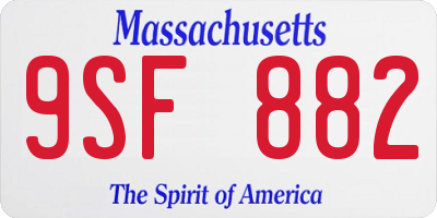 MA license plate 9SF882