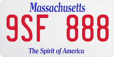 MA license plate 9SF888