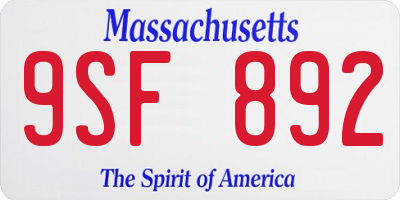 MA license plate 9SF892