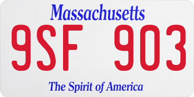MA license plate 9SF903