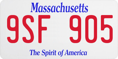 MA license plate 9SF905