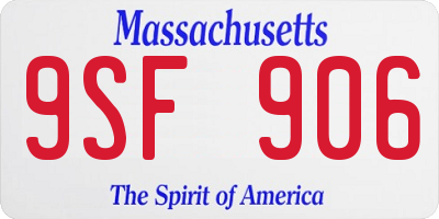 MA license plate 9SF906