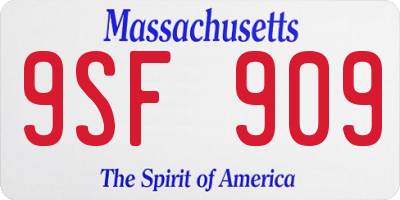MA license plate 9SF909