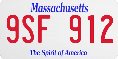 MA license plate 9SF912