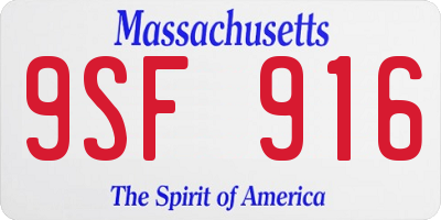 MA license plate 9SF916