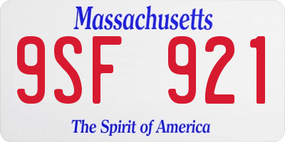 MA license plate 9SF921