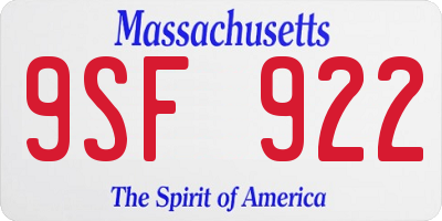 MA license plate 9SF922
