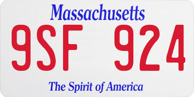 MA license plate 9SF924