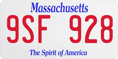 MA license plate 9SF928