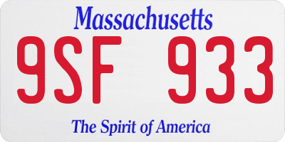 MA license plate 9SF933