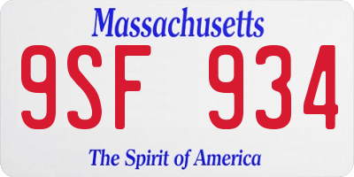 MA license plate 9SF934