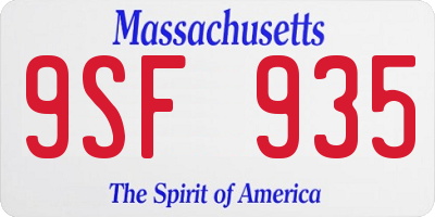 MA license plate 9SF935
