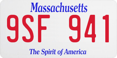 MA license plate 9SF941