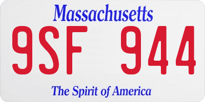 MA license plate 9SF944