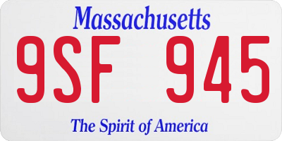 MA license plate 9SF945