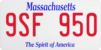 MA license plate 9SF950
