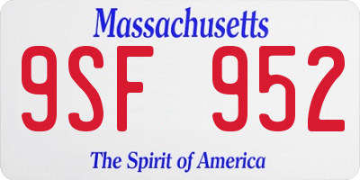 MA license plate 9SF952