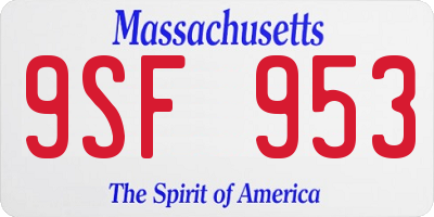 MA license plate 9SF953