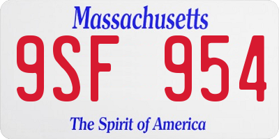 MA license plate 9SF954