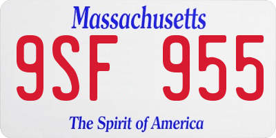 MA license plate 9SF955