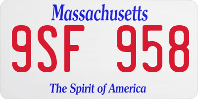 MA license plate 9SF958