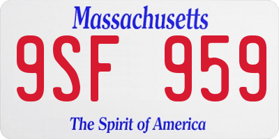 MA license plate 9SF959