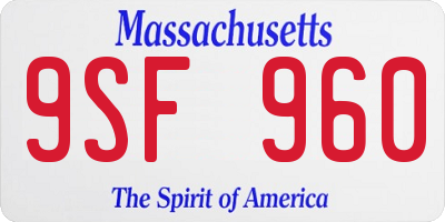 MA license plate 9SF960