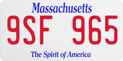 MA license plate 9SF965