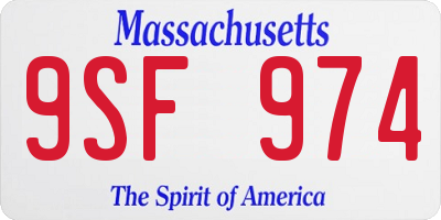 MA license plate 9SF974