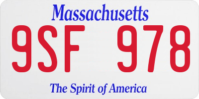 MA license plate 9SF978