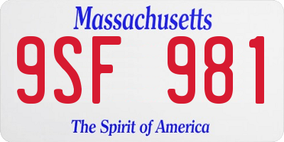 MA license plate 9SF981