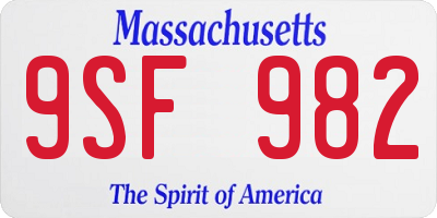 MA license plate 9SF982